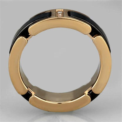 3W964 - IP Rose Gold(Ion Plating) Stainless Steel Ring with Ceramic  i