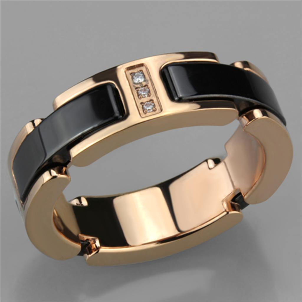 3W964 - IP Rose Gold(Ion Plating) Stainless Steel Ring with Ceramic  i