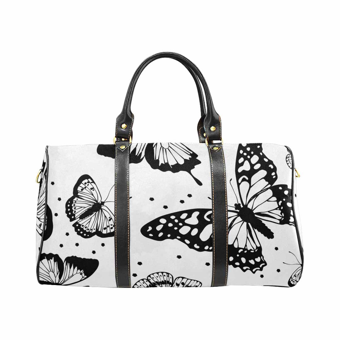 Travel Bag, White And Black Butterfly Print