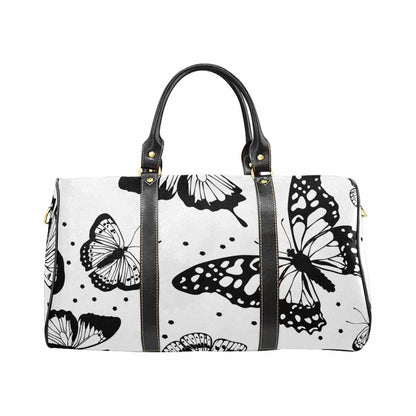 Travel Bag, White And Black Butterfly Print