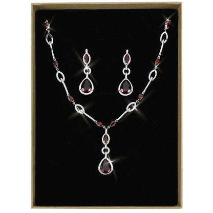 3W1423 - Rhodium Brass Jewelry Sets with Synthetic Synthetic Glass in