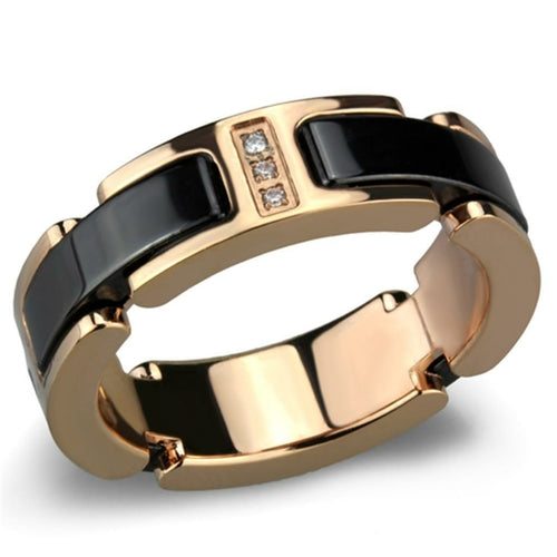 3W964 - IP Rose Gold(Ion Plating) Stainless Steel Ring with Ceramic  i