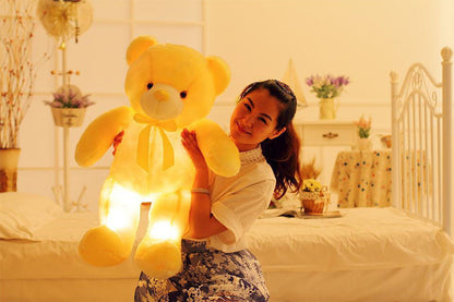 Creatieve oplichtende LED-teddybeer knuffels knuffel kleurrijk gloeiend kerstcadeau voor kinderkussen