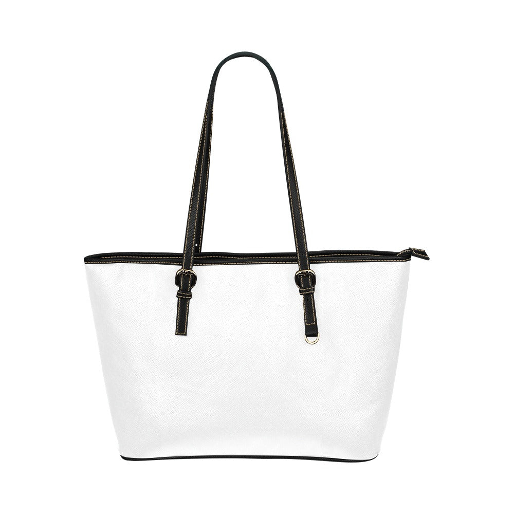 Large Leather Tote Shoulder Bag - Solid White