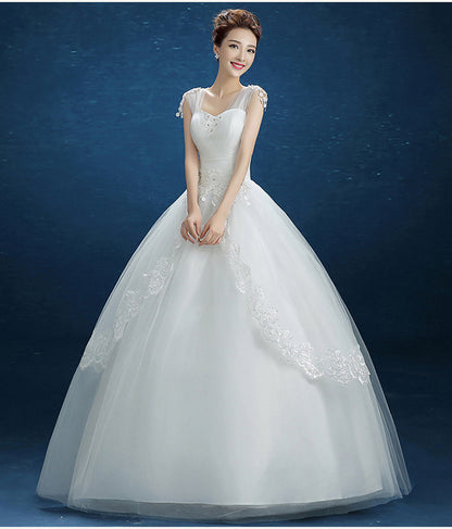 Summer New Wedding Dress, Korean Simple Shoulder Uniform Show Thin Bride Married One Word Shoulder Dress