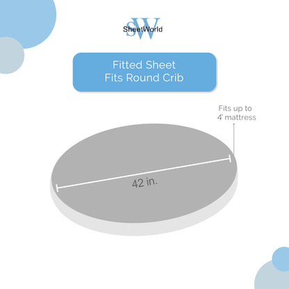 SheetWorld Fitted Round Crib Sheet - 100% Cotton Woven - Gold Damask,