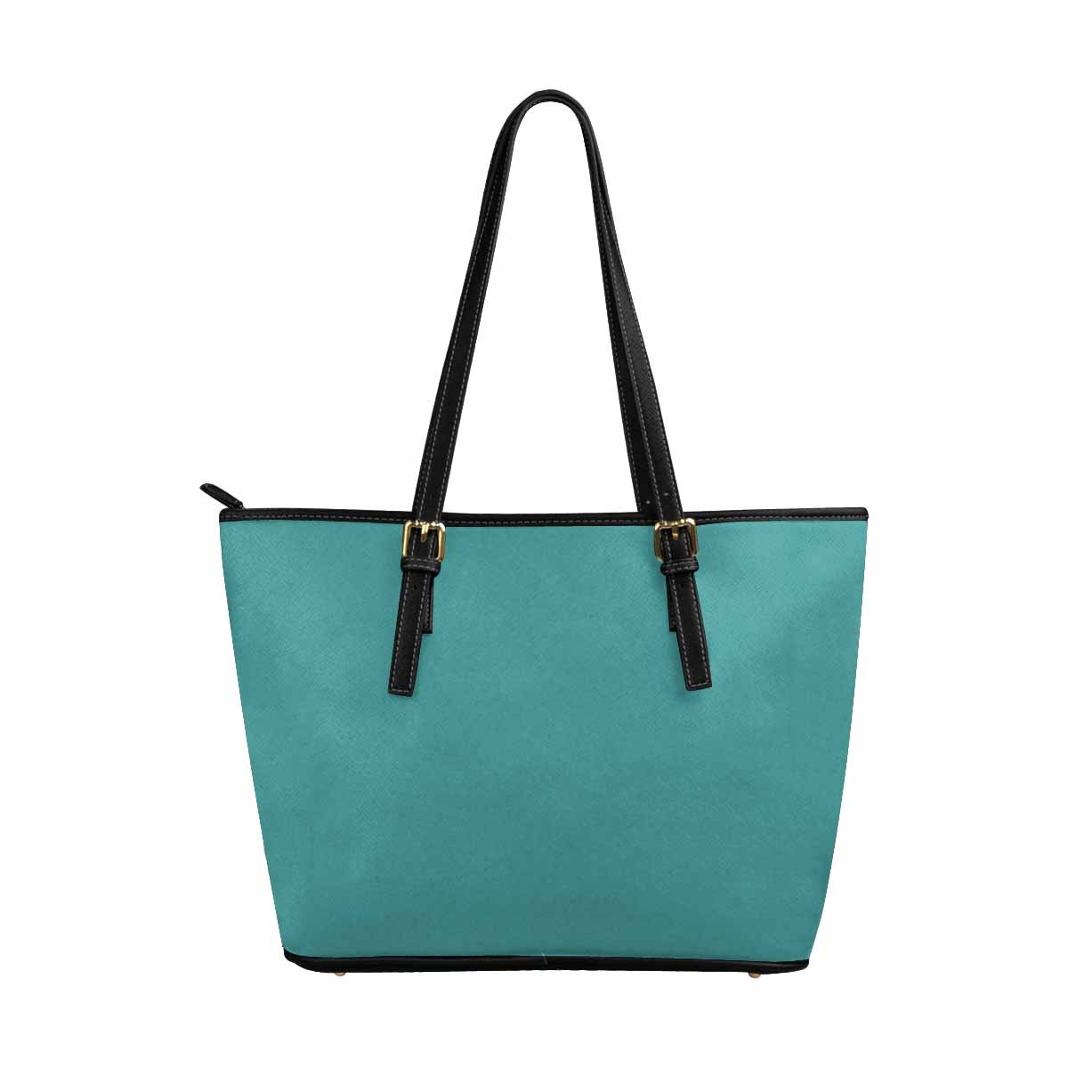 Large Leather Tote Shoulder Bag - Mint Blue