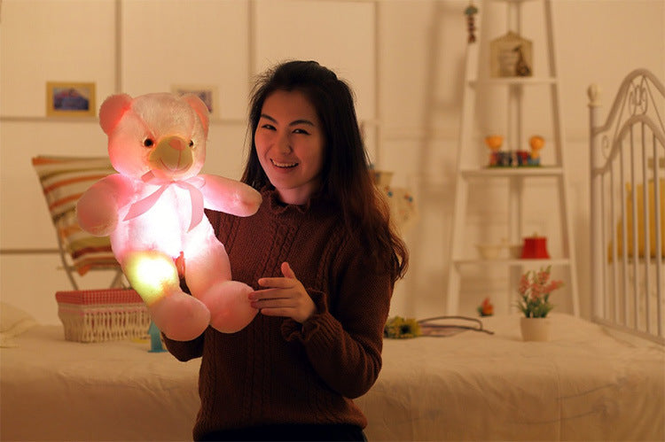 Creatieve oplichtende LED-teddybeer knuffels knuffel kleurrijk gloeiend kerstcadeau voor kinderkussen