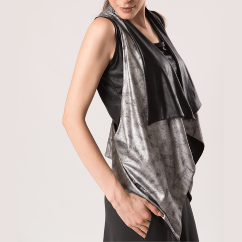 Reversible Vest - Faux Liquid Leather