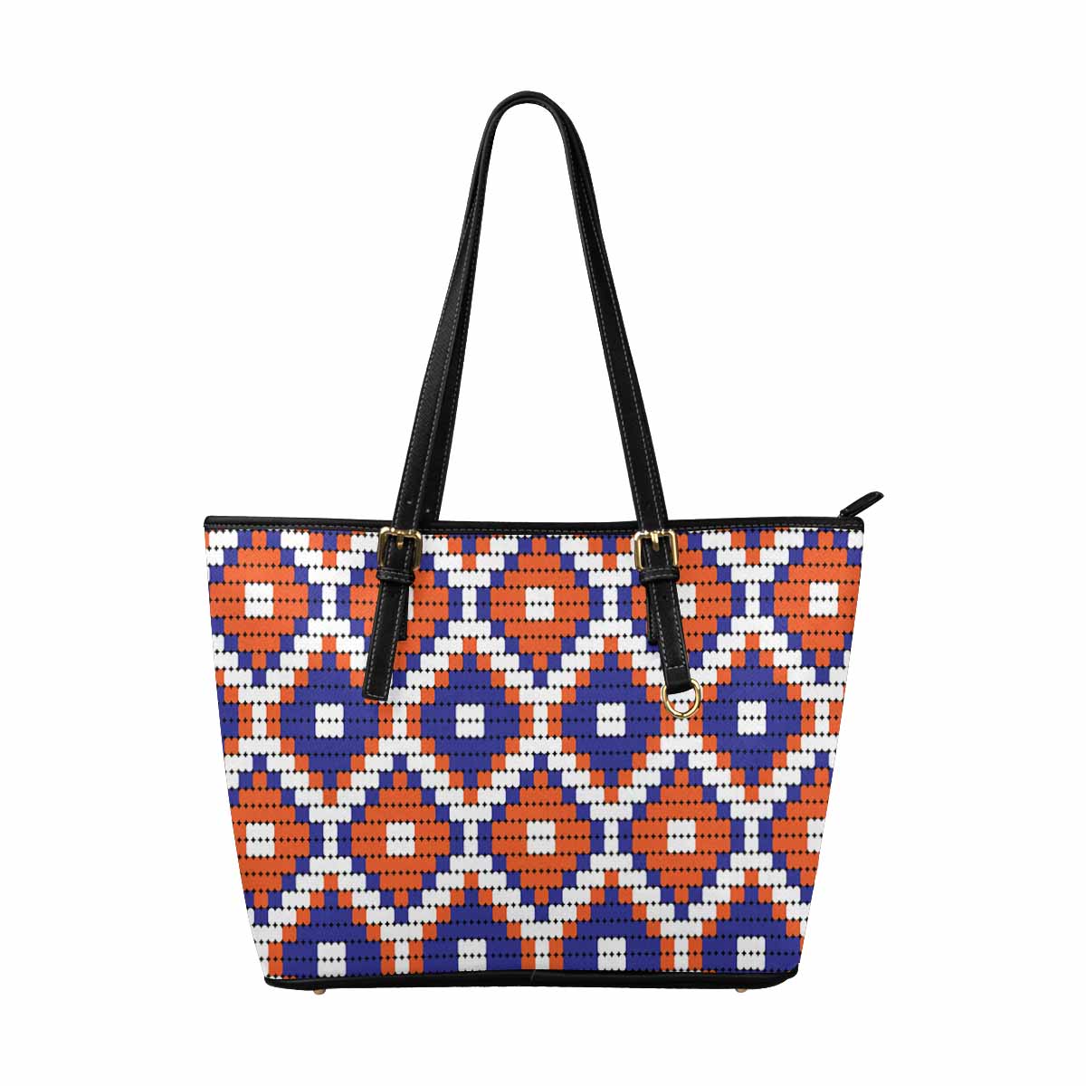 Large Leather Tote Shoulder Bag - Bohemian Multicolor Illustration