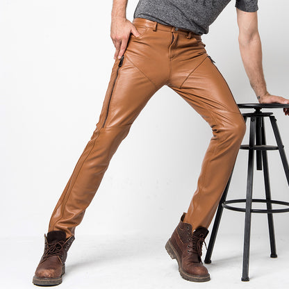 Leather Pants Men Winter Slim Korean Version