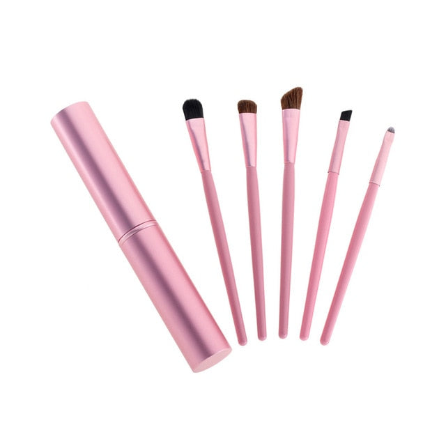 5pcs Travel Portable Mini Eye Makeup Brushes Set Smudge Eyeshadow Eyeliner Eyebrow Brush Lip Make Up Brush