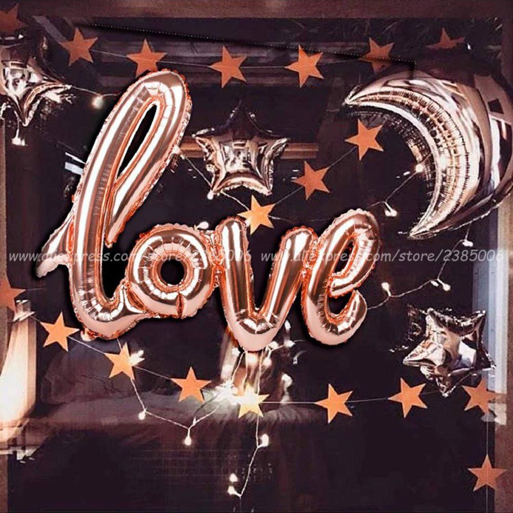 Ligatures Love Letter Foil Balloon Anniversary Wedding Valentines Birthday Party Decoration Champagne Cup Photo Props