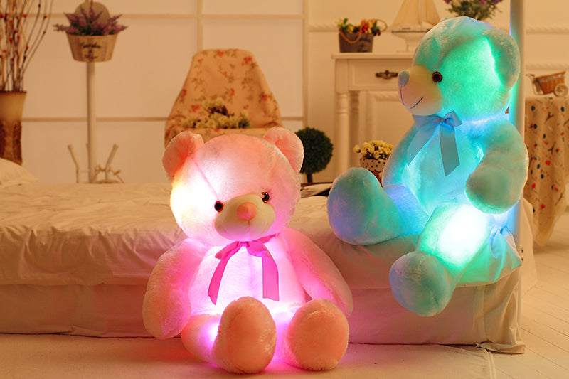 Creatieve oplichtende LED-teddybeer knuffels knuffel kleurrijk gloeiend kerstcadeau voor kinderkussen