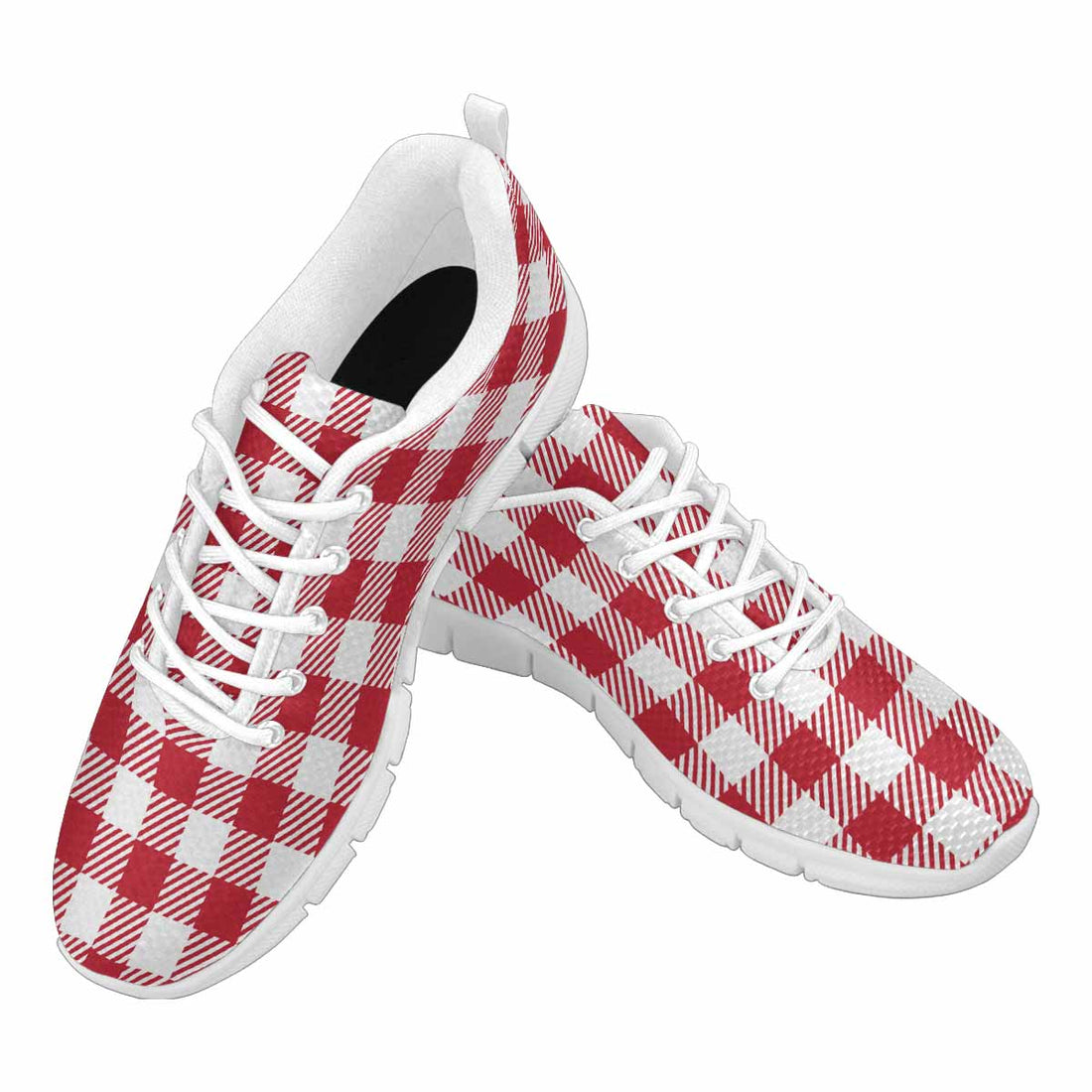 Sneakers voor heren, Buffalo Plaid Rood en Wit - Hardloopschoenen Dg863