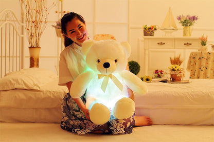 Creatieve oplichtende LED-teddybeer knuffels knuffel kleurrijk gloeiend kerstcadeau voor kinderkussen