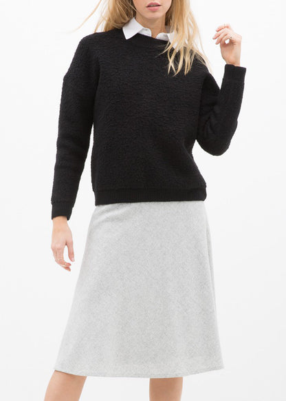 High Waisted Wool Knit Midi Skirt In Heather Grey