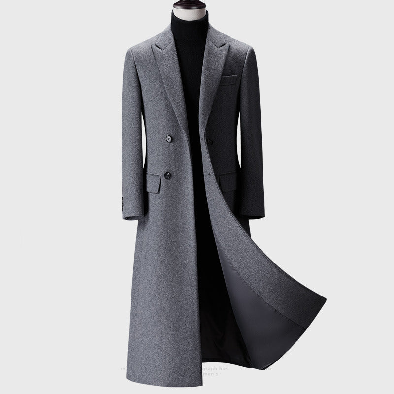 Heren trenchcoat van wollen stof