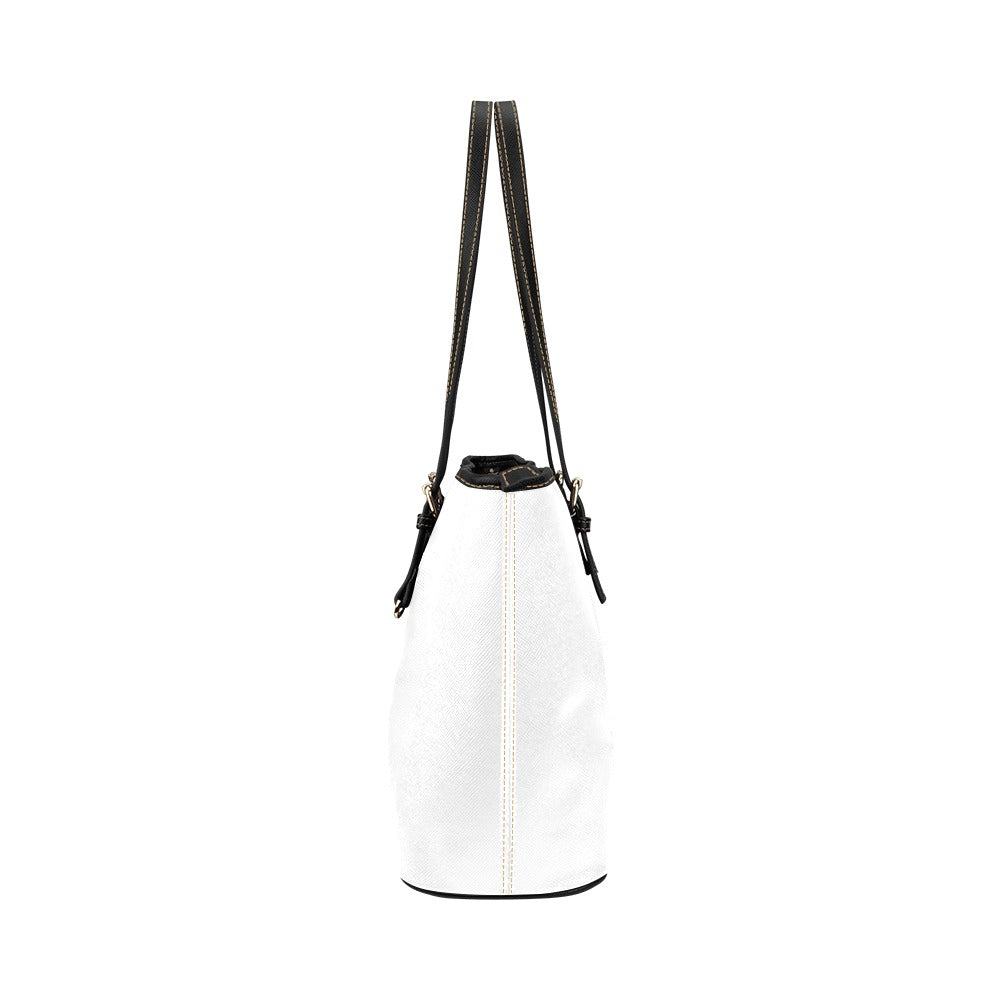 Large Leather Tote Shoulder Bag - Solid White