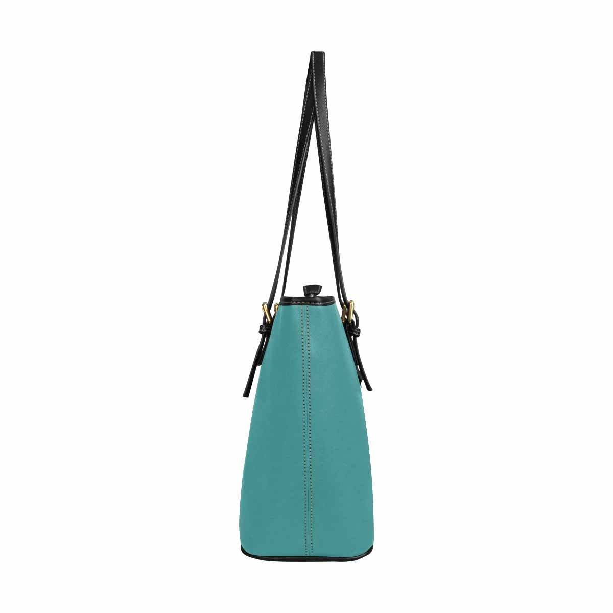 Large Leather Tote Shoulder Bag - Mint Blue