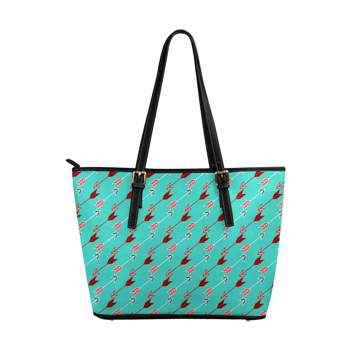 Large Leather Tote Shoulder Bag - Bohemian Pattern Illustration