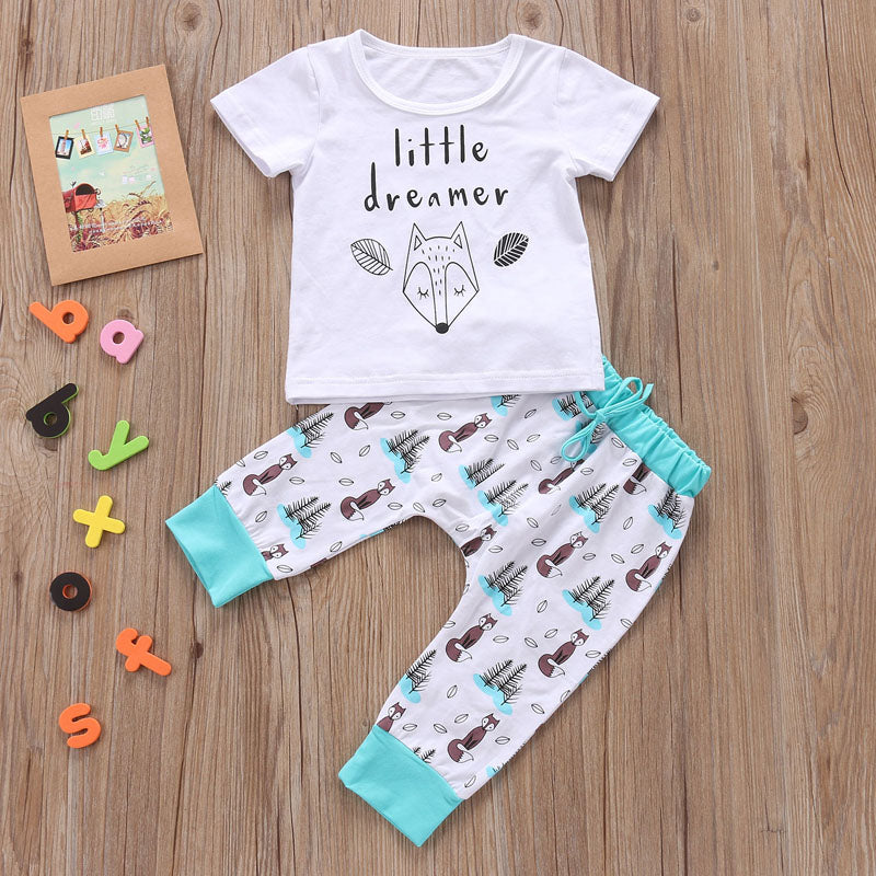 Set pasgeboren babykleding T-shirt tops+broek outfits voor kleine jongens en meisjes