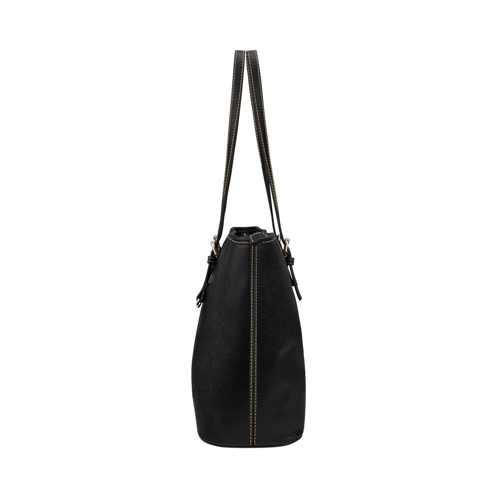 Large Leather Tote Shoulder Bag - Black And Blue   B6008408