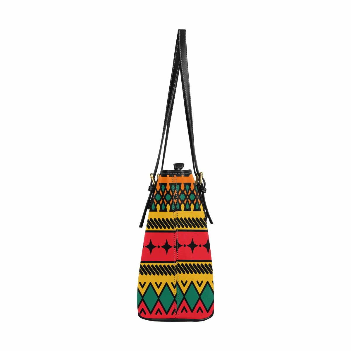 Large Leather Tote Shoulder Bag - Bohemian Multicolor Illustration