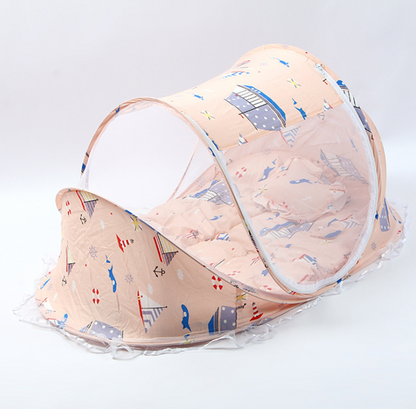 Opvouwbaar babybednet met kussennet, set van 2 stuks