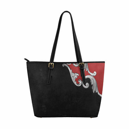 Large Leather Tote Shoulder Bag -  Black Multicolor Handbag