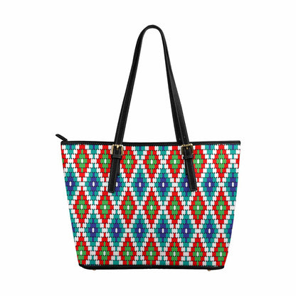 Large Leather Tote Shoulder Bag - Bohemian Multicolor Illustration