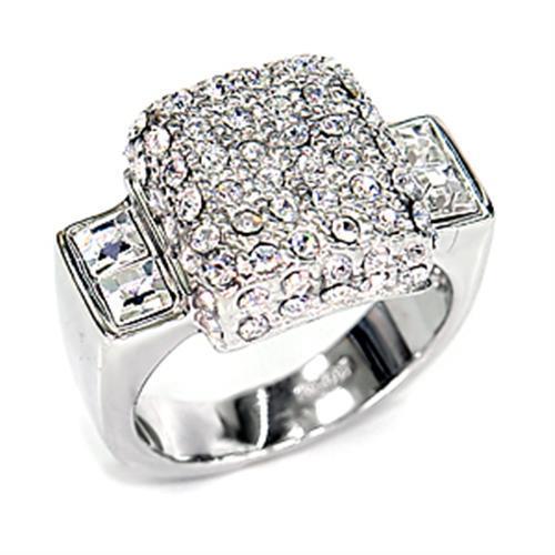 7X384 - Rhodium 925 Sterling Silver Ring with Top Grade Crystal  in