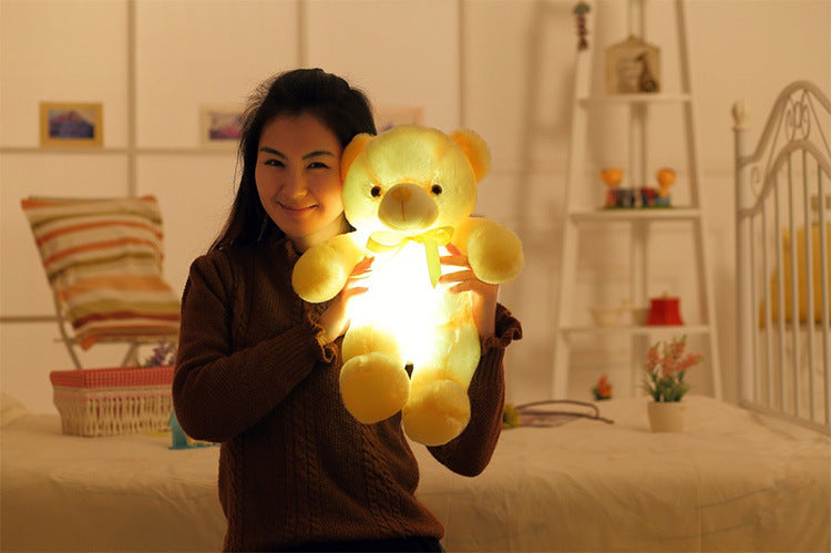 Creatieve oplichtende LED-teddybeer knuffels knuffel kleurrijk gloeiend kerstcadeau voor kinderkussen