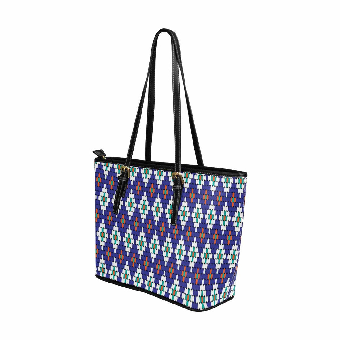 Large Leather Tote Shoulder Bag - Bohemian Multicolor Illustration