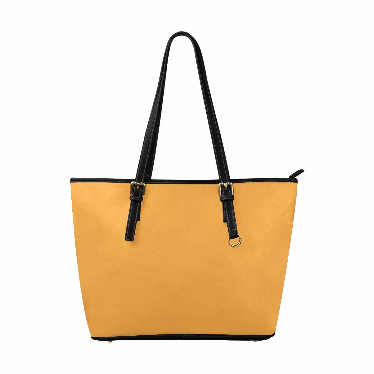 Large Leather Tote Shoulder Bag - Yellow Orange