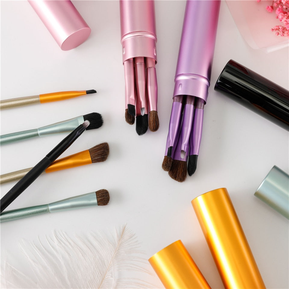 5pcs Travel Portable Mini Eye Makeup Brushes Set Smudge Eyeshadow Eyeliner Eyebrow Brush Lip Make Up Brush