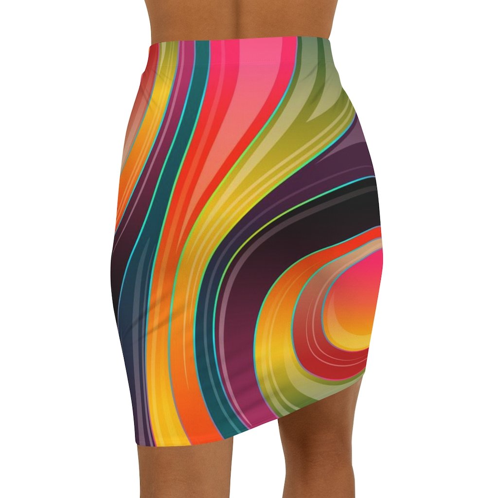 Damesrok, veelkleurige abstracte Swirl-stijl rok