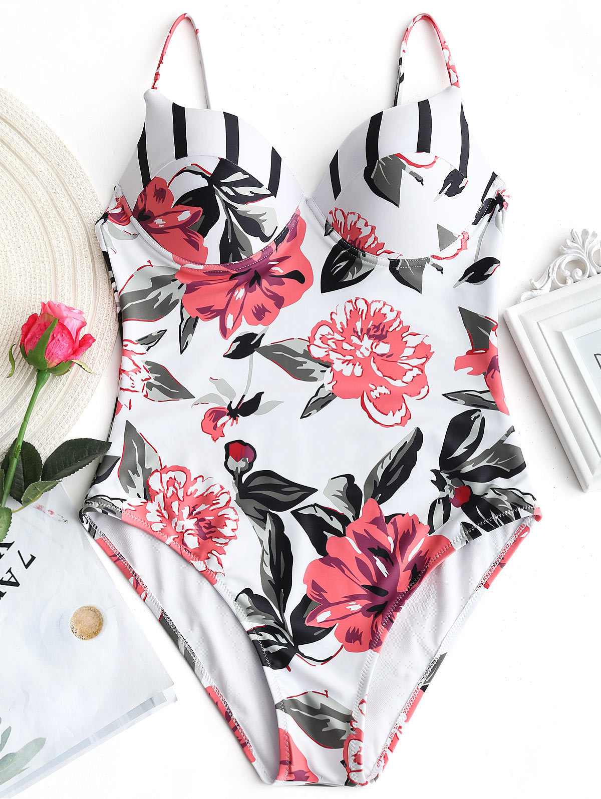 Floral Printing Push up One-piece Swimsuit