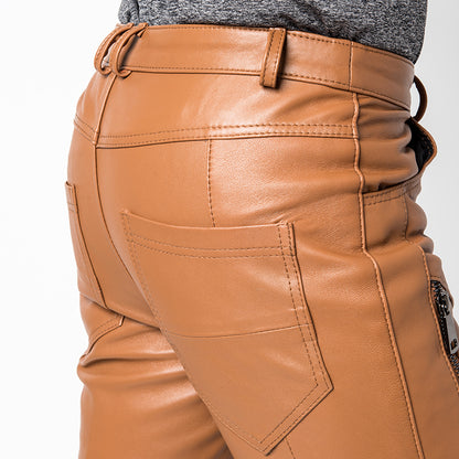 Leather Pants Men Winter Slim Korean Version