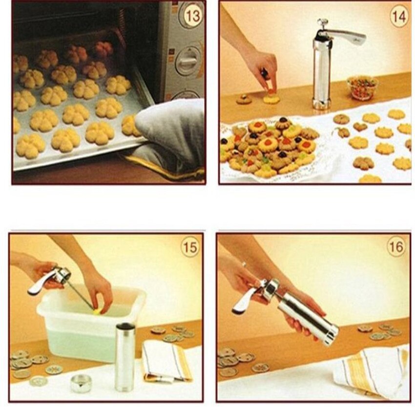 Hot Manual Cookie Press Stamps Set Baking Tools 24 In 1 With 4 Nozzles 20 Cookie Molds Biscuit Maker Cake Decorating Extruder