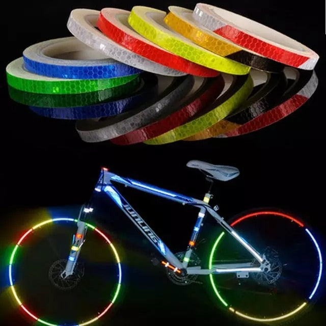 Bicycle reflective stickers mountain bike bicycle motorcycle fluorescent decal tape safety warning riding accessories