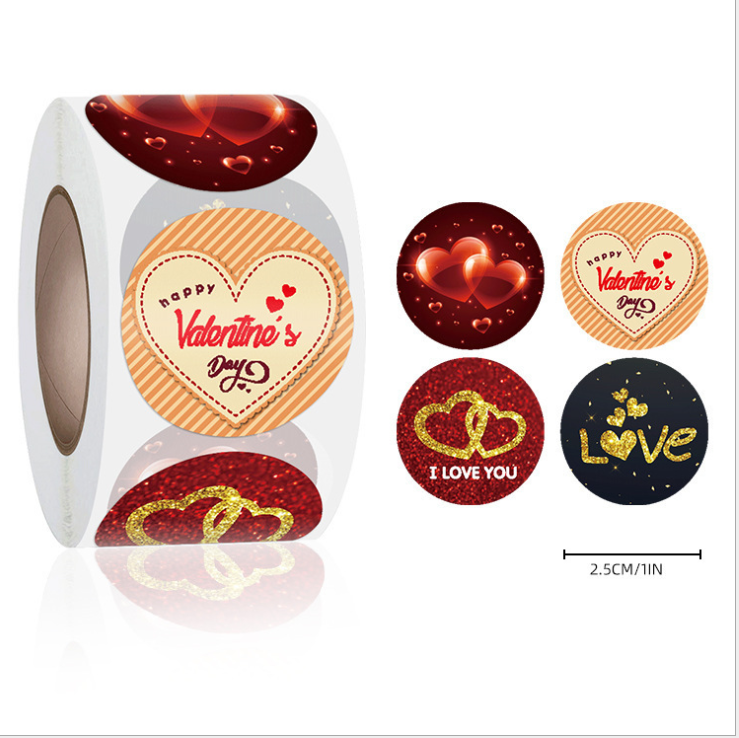 500pcs/roll Valentines Gift Bags Stickers Seal Labels I Love You Happy Valeninte&