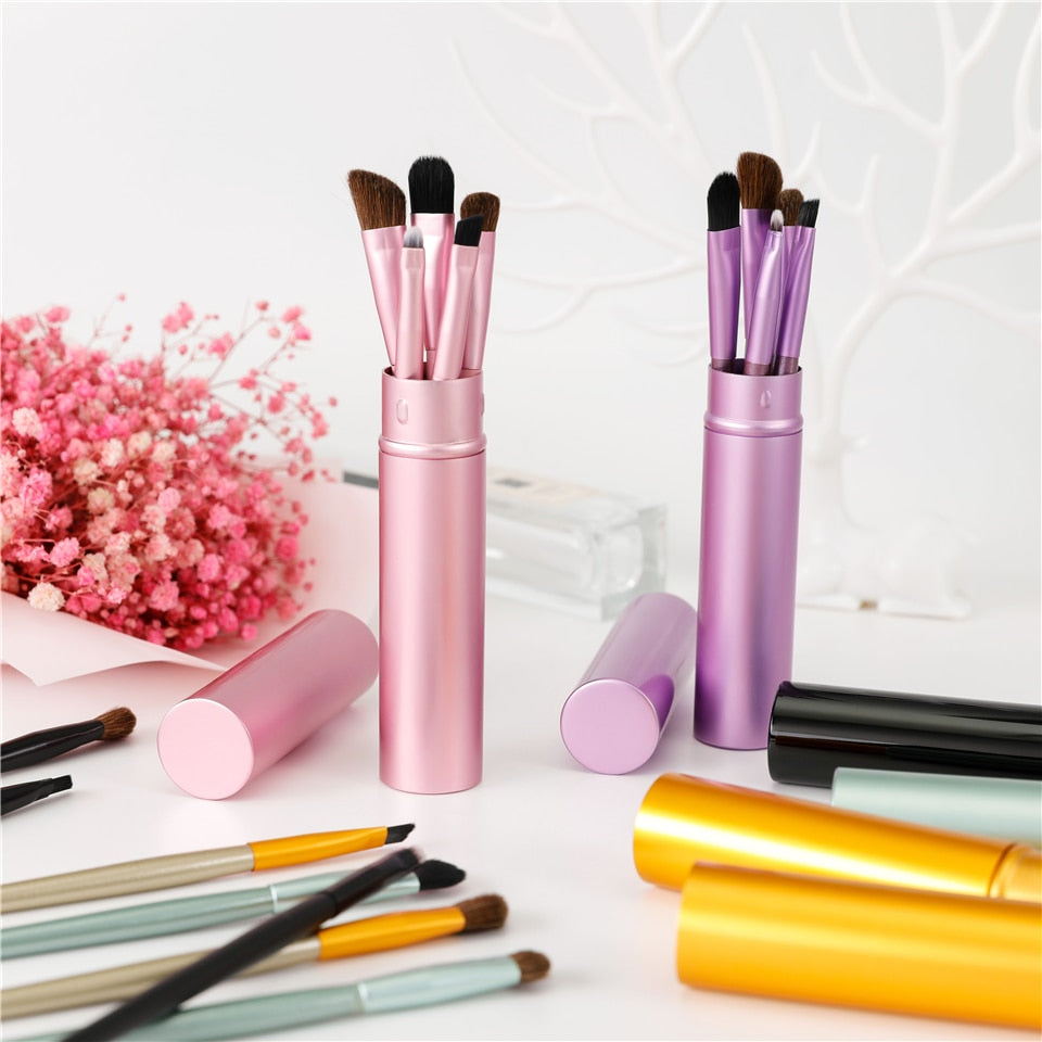 5pcs Travel Portable Mini Eye Makeup Brushes Set Smudge Eyeshadow Eyeliner Eyebrow Brush Lip Make Up Brush