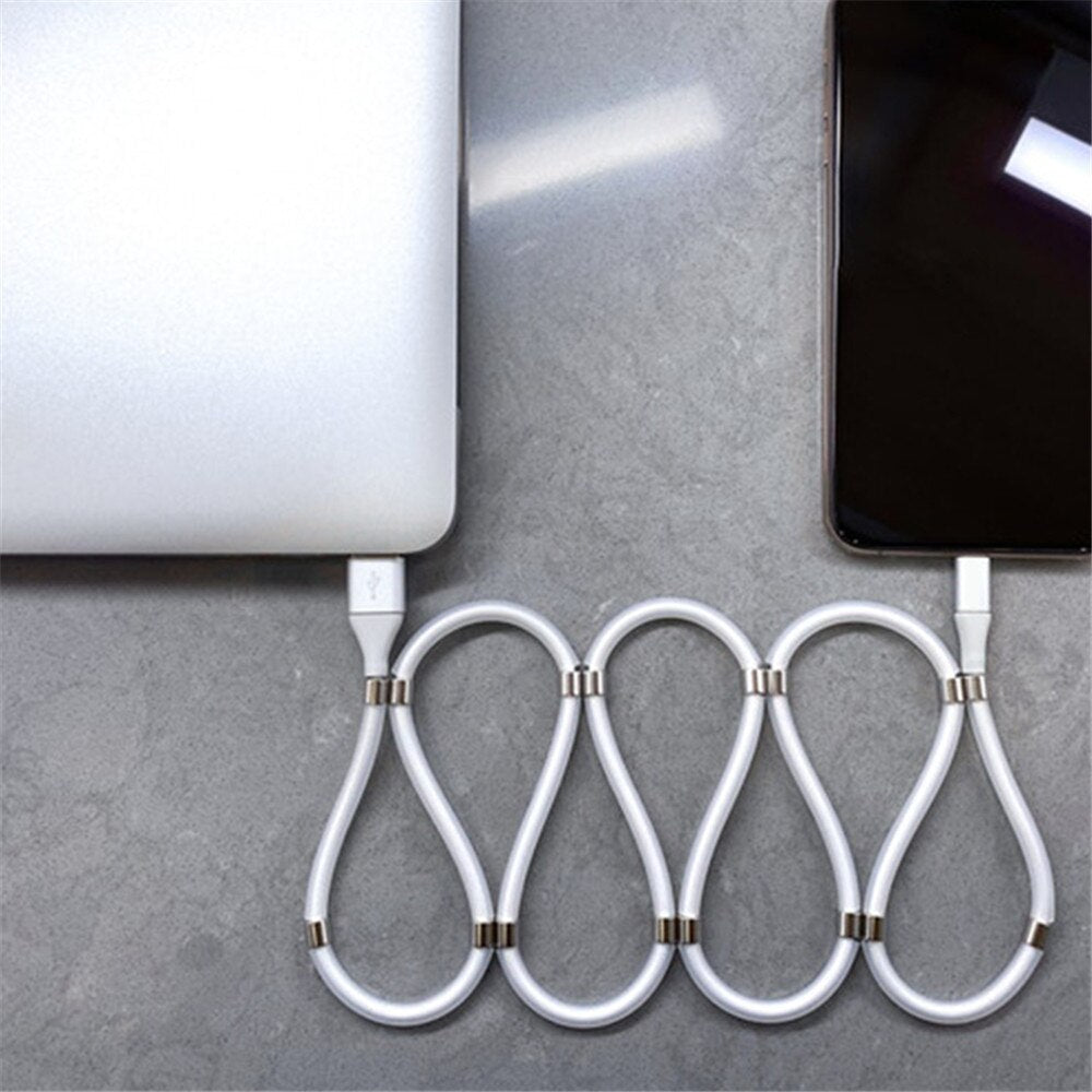 Magic Rope Magnetic Data Cable for Android IOS Type C Micro USB Magnetic Charging Cable Self Winding Data Cable Fast Charging