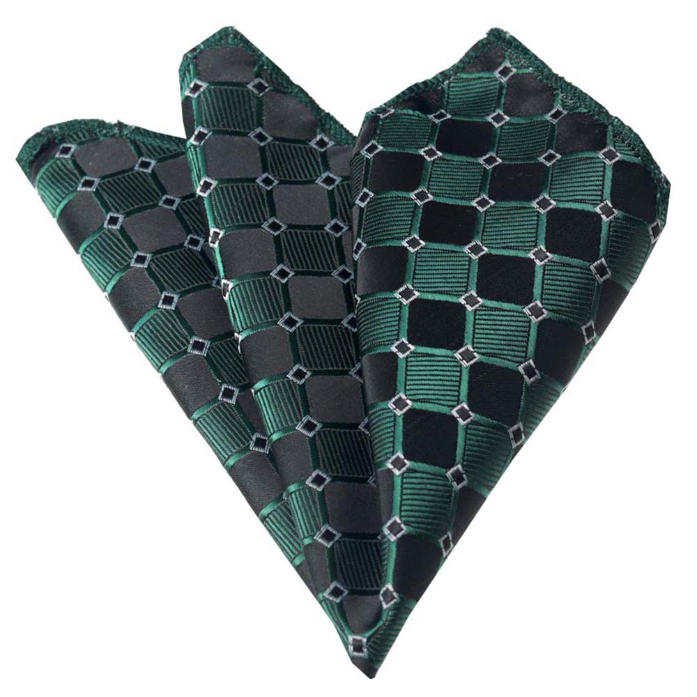 Green Black Mens Pocket Square - Premium Silk Handkerchiefs for Suits