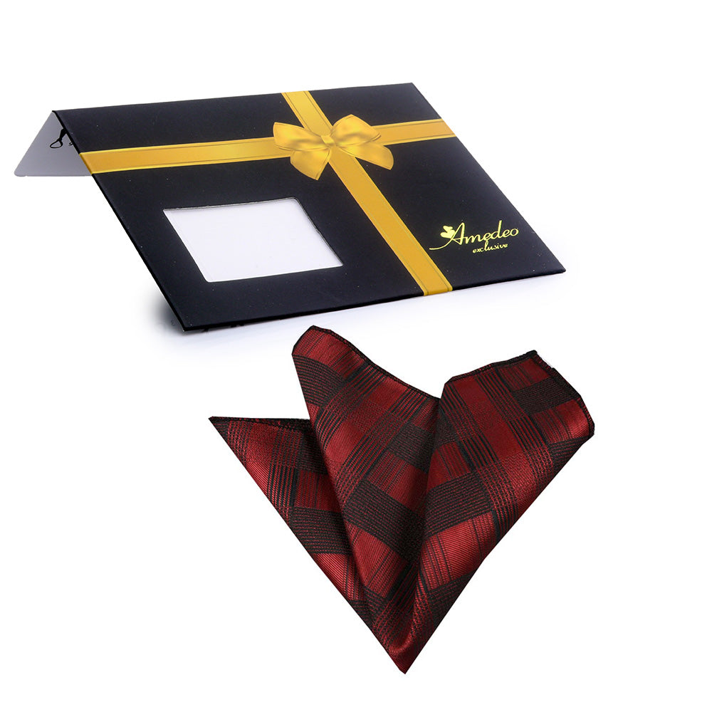 Red Check Mens Pocket Square - Premium Silk Handkerchiefs for Suits