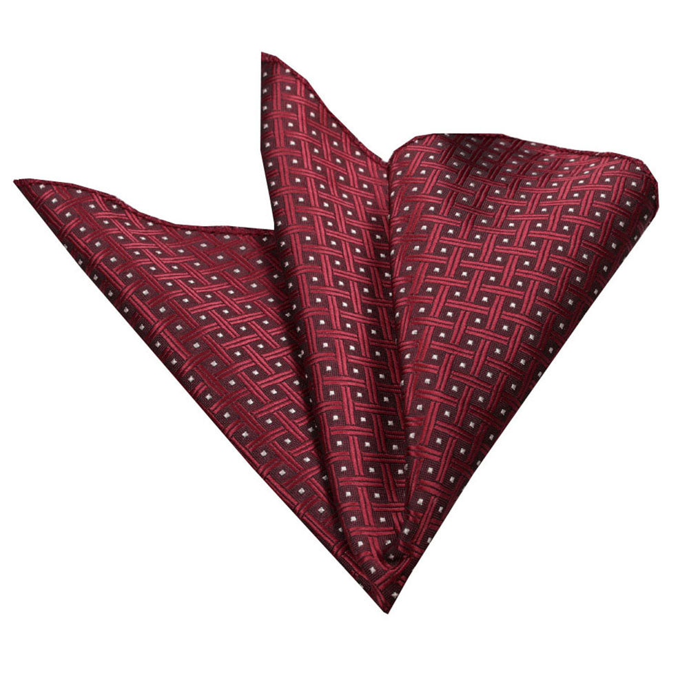 Red Check Mens Pocket Square - Premium Silk Handkerchiefs for Suits