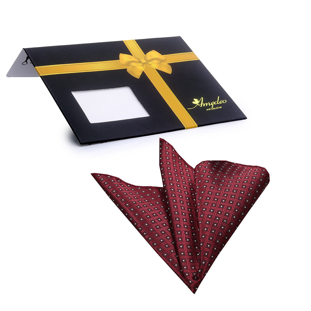 Red Check Mens Pocket Square - Premium Silk Handkerchiefs for Suits