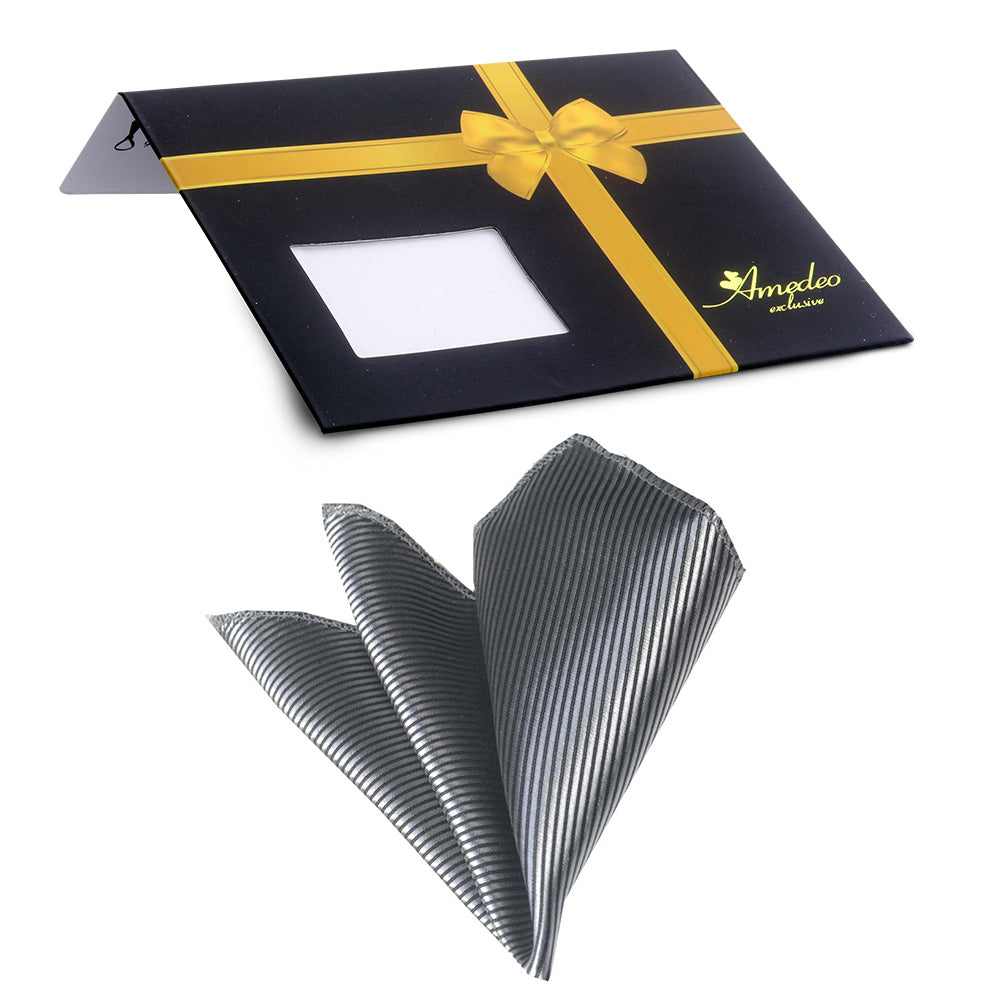 Silver Mens Pocket Square - Premium Silk Handkerchiefs for Suits