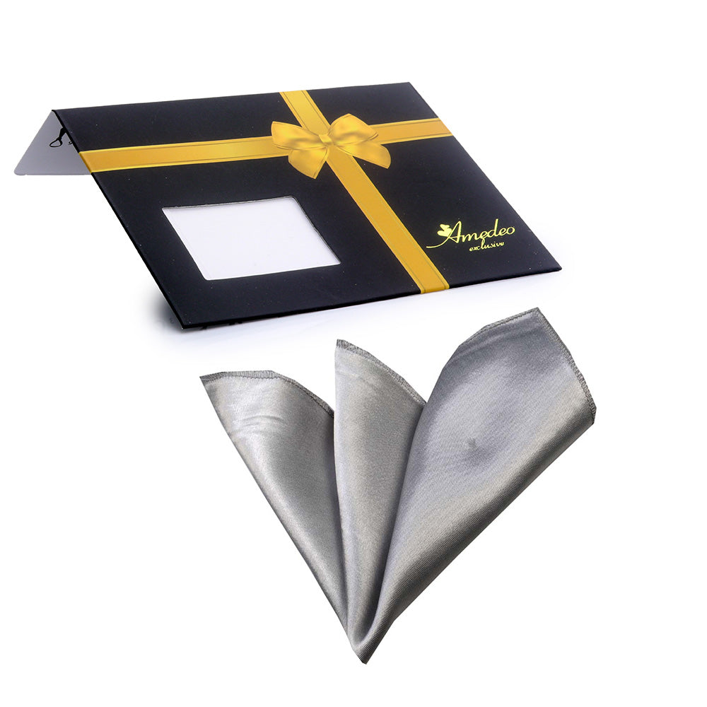 Silver Mens Pocket Square - Premium Silk Handkerchiefs for Suits